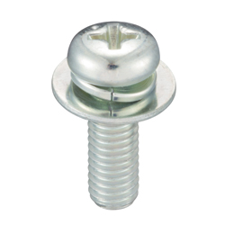 Pan Head Screw with Wave Lock and Flat Washer - M3 - M5, Phillips