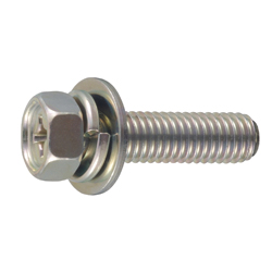 Small Hex Head Screw with Spring and Flat Washer - M8, Phillips