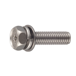 Hex Head Screw with Spring and Flat Washer - Steel, Stainless Steel, M3 - M8, Phillips