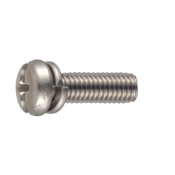 Pan Head Screw with Spring Washer - M3 - M6, Slotted Phillips, P=2