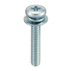 Binding Head Screw with Spring and ISO Flat Washer - Steel, M2, Phillips