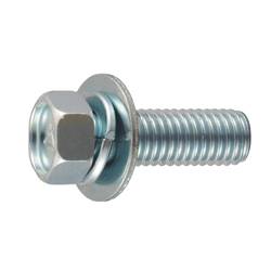 Small Hex Head Screw with Wave Lock and Flat Washer - Steel, 4-Mark, M8/M10