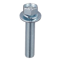Small Hex Head Screw with Wave Lock and Flat Washer - Steel, 4-Mark, M10, Fine