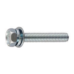 Hex Head Screw with Spring and JIS Flat Washer - Steel, Class 8.8, 7-Mark, M6