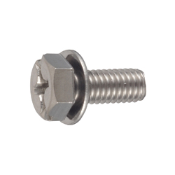 Hex Head Screw with JIS Flat Washer - M6, Slotted Phillips
