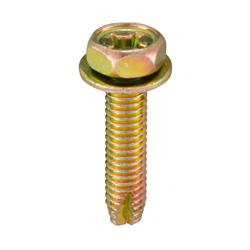 Self Tapping Screws - Hex Upset Head, Cross Recessed, Type 3, Grooved C-1 Shape, Washed Included