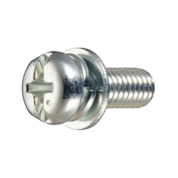 Pan Head Screw with Spring and Flat Washer - Steel, M3/M5, Slotted Phillips
