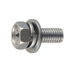Hex Head Screw with Spring and Flat Washer - Steel, M3 - M8, Phillips