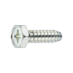 Self Tapping Screws - Hex Upset Head, Phillips Drive, Cross Recessed, Type 2, Grooved B-0 Shape