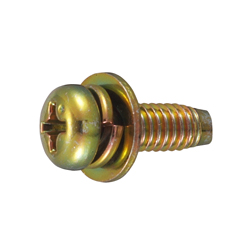 Self Tapping Screws - Pan Head, Cross Recessed, Type 3, Grooved C-1 Shape, Washers Included (SW+ISO FW)