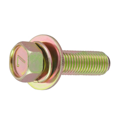 Small Hex Head Screw with Wave Lock and Flat Washer - Steel, 7-Mark, M10, Fine HXNLWHNDSP3-ST3W-MS10-35