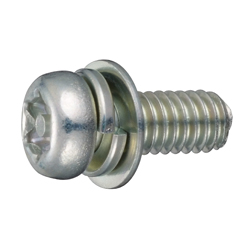 Pan Head Screw with Spring and Small Flat Washer - Stainless Steel, M3 - M6, Torx, Tamper-Resistant
