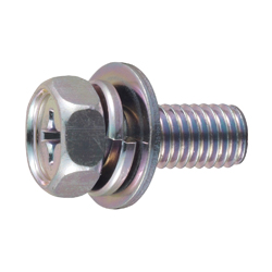 Hex Head Screw with Spring and Flat Washer - Steel, M5 - M8, Phillips