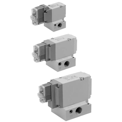 3-Port Solenoid Valve With Rubber Seal, Pilot/Poppet Type, Base Mounted, Single Unit, VP300/500/700 Series