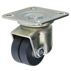 Casters - Double, swivel plate, with integrated leveler (heavy loads). HJT-65B-MC
