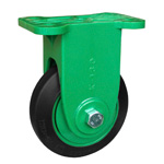 Casters - Rubber with fixed steel plate, without brake, PK series.