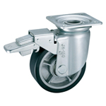 Casters - UMC Nylon with Hot Rolled Steel Swivel Plate, Integrated Brake, K-507YS Series (Heavy load). K-507YNS-130