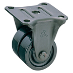 Casters - With fixed cold-rolled steel plate, double nylon wheels, without brake, K-455R series.