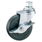 Casters - Rubber or nylon with threaded stud mount, integrated brake, K-415A series.