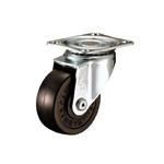 Casters - Rubber, nylon or urethane with cold rolled steel swivel plate, without break, K-420S series. K-420S-75-UB