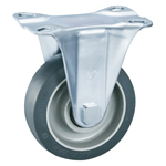 Casters - Gray elastomer or rubber with rectangular fixed plate, without brake, K-612K series (Grey color).