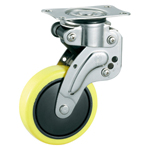 Casters - Urethane with cold rolled stainless steel rectangular swivel plate, integrated shock absorber, without brake, K-1560G series.