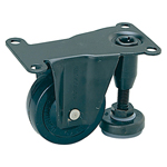 Casters - Synthetic rubber or nylon with fixed plate, integrated leveler, without brake, K-600AF series (Light load). K-600AF-63-N