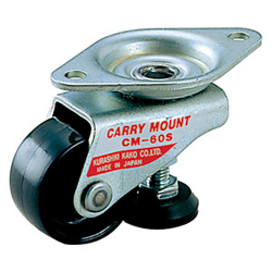 Casters - Nylon with cold rolled steel plate, integrated leveler, without brake, K-91 series (Carry mounts).