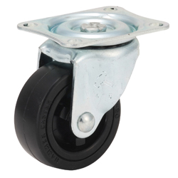 Casters - Rubber, nylon or urethane with steel swivel plate, without brake, K-420G series.