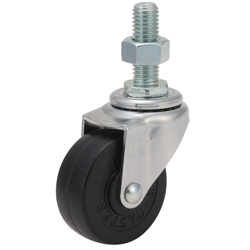 Casters - Rubber, Nylon, or Urethane with Cold Rolled Steel Stud Mount, without break, Series K-420EA (Light load).
