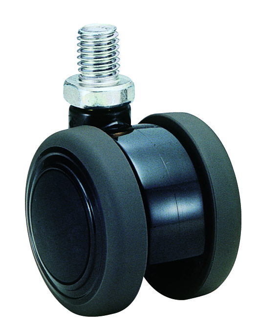 Casters - With Threaded Stud Mount, Elastomer Dual Caster, TE50N Series.