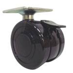 Casters - With steel swivel plate, double nylon caster, TY75 series (Black Color).