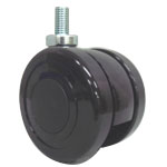 Casters - With Threaded Stud Mount, Double Nylon Caster, TY75N Series (Black Color).