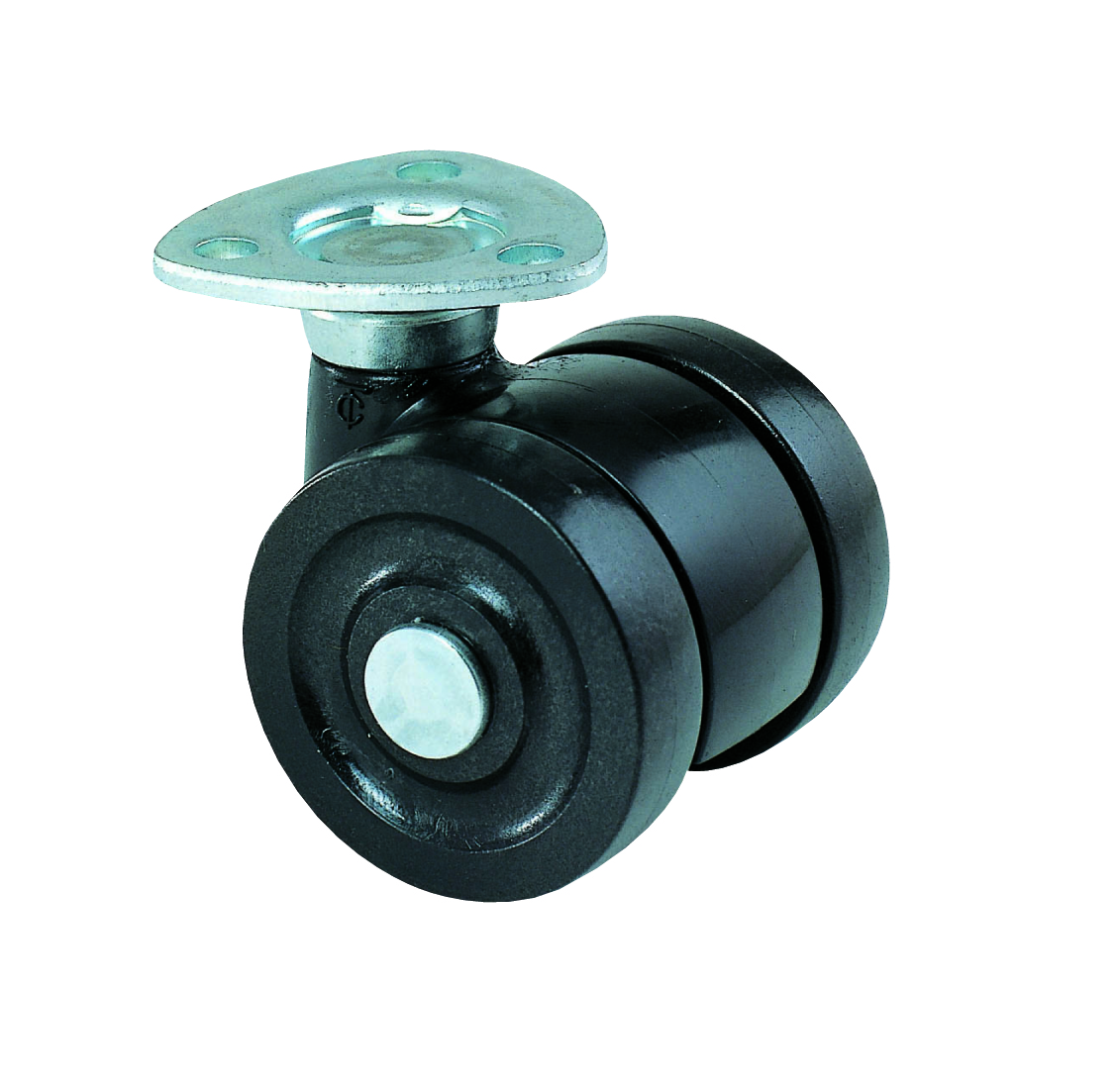 Casters - With swivel plate, reinforced plastic double caster, without brake, TX40/TX50 series. TX50