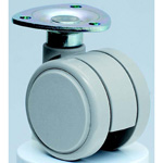 Casters - With steel swivel plate, double nylon caster, TF50 series.