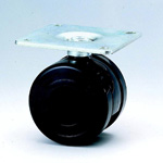 Casters - With steel swivel plate, nylon double caster, TY75K series (Black Color).