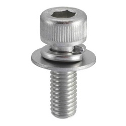 Hex Socket Cap Screw with Spring and Flat Washer - Steel, Stainless Steel, M3 - M6