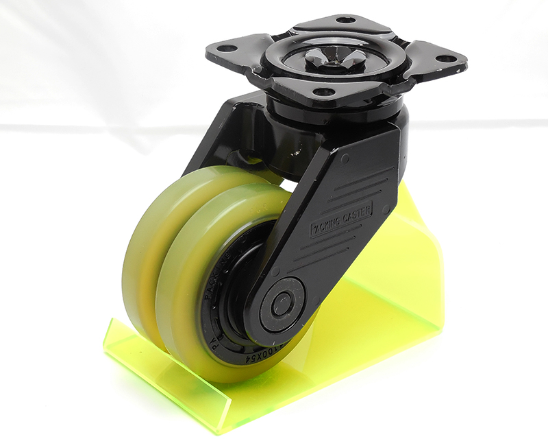 Caster - With die-cast aluminum alloy swivel plate, polyurethane double wheels, without brake, 100X-PA series (Extremely Heavy load).