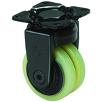 Wheels - With fixed plate in aluminum alloy, double wheel in polyamide, class PA 600X-PA (Ultra heavy load). 607X-PA