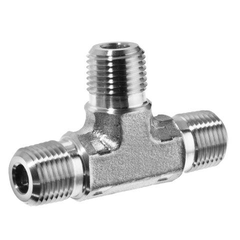 Tee - Branch, Instrumentation Pipe Fittings w/ Thread Sealant, Male NPT, 316 Stainless Steel
