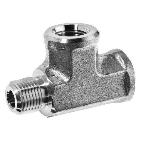 Tee - Instrumentation Pipe Fittings w/ Thread Sealant, Female NPT to Male NPT, 316 Stainless Steel