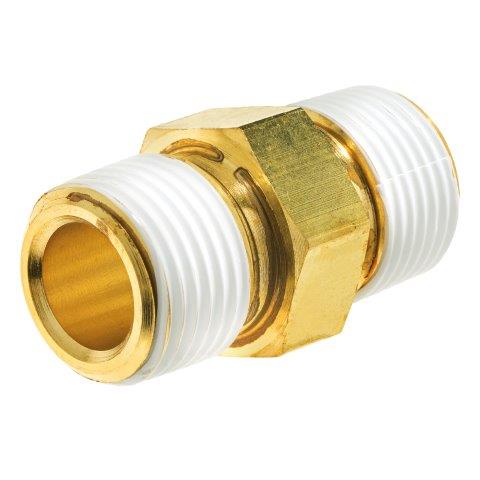 Brass Hex Nipple Instrumentation Pipe Fittings w/ Thread Sealant, Male NPT
