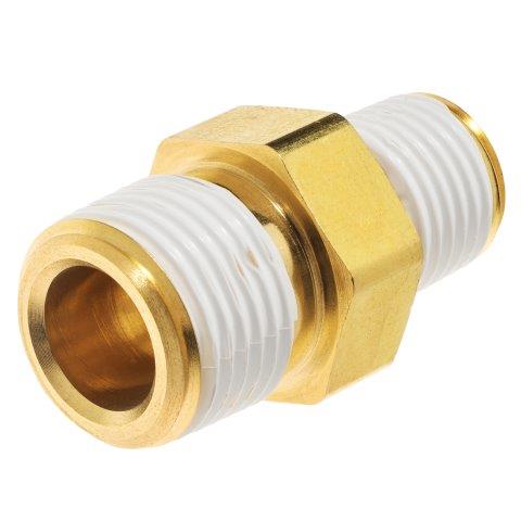 Brass Reducing Hex Nipple Instrumentation Pipe Fittings w/ Thread Sealant, Male NPT