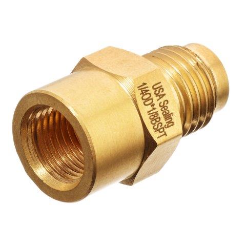 Hydraulic Hose Adapters - Tube Adapter Brass Fitting, JIC 45° Flare to Female BSPT ZUSA-TF-45FL-18