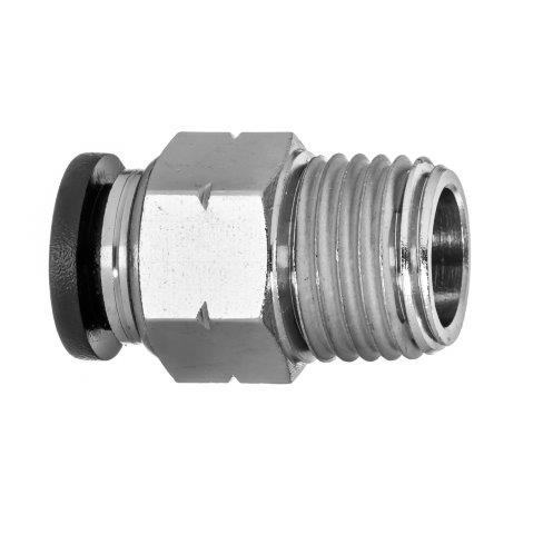 Male Connector Push to Connect Fittings with Buna-N O-Ring, Nylon & Nickel Plated Brass - TF-PTC Series