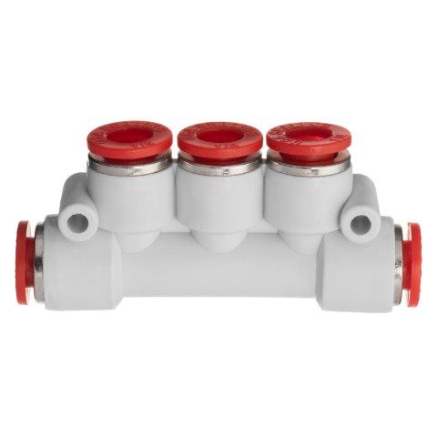 3 Run Push to Connect Manifolds with Buna-N O-Ring and Union Ends, Polybutylene - PTC-PBT Series