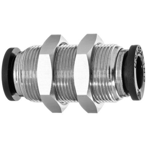 Bulkhead Union Push to Connect Fittings with Buna-N O-Ring, Nylon & Stainless Steel - TF-PTC Series