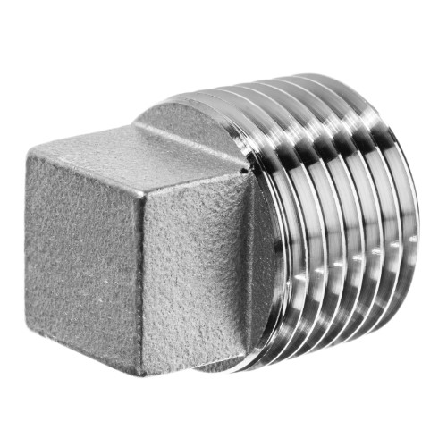 Pipe Fitting - with Thread Sealant, Square Head Plug, Male BSPT, 316 Stainless Steel, Class 150
