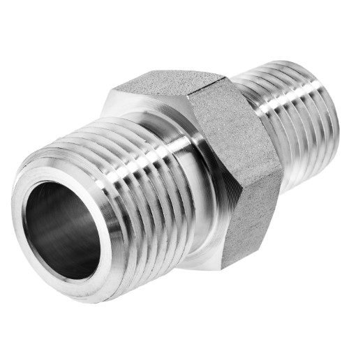 Instrumentation Pipe Fitting - Reducing Hex Nipple, Male NPT, 304 Stainless Steel