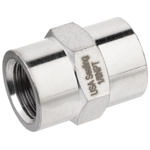 Hex Nipple - Nickel-Plated Brass, Pipe Fitting, Female NPT to Female NPT, Class 1000